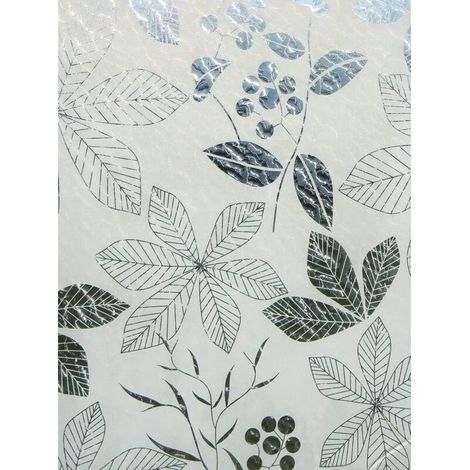 Sichtschutzfolie, Milchglasfolie, UV-beständiger Fensteraufkleber, 45 cm x 200 cm (Blattmuster) (1/5)