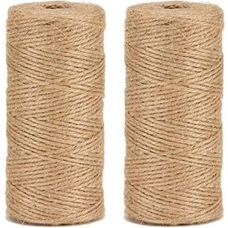 200 m Jute Naturel Ficelle,Cordon de Jardin Artisanat Ficelle, 3 Plis 1.5mm d'épaisseur Jute Corde pour Bricolage Arts et Artisanat Jardinage Décoration Artisanat (2 Rouleaux) (1/5)