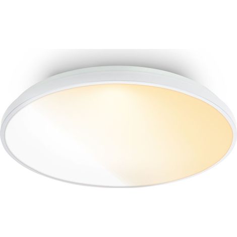 Briloner Plafonnier LED télécommande Ø48cm rond 44W 5300lm 2200K-4000K blanc chaud à blanc neutre dimmable blanc - Lustre salon chambre cuisine (1/5)
