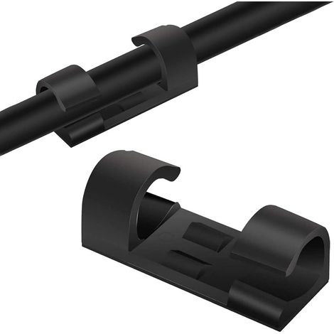 CCYKXA Kabelclips [20 Stück], Kabel-Ordnungsclips, Kabelklemme, selbstklebende Befestigung, kann zur Verwaltung von Kabeln zu Hause oder im Büro verwendet werden (schwarz) (1/4)