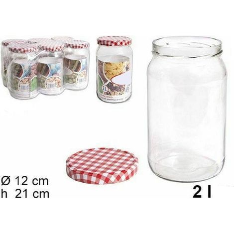TrAdE Shop Traesio - Set 6 Pezzi Contenitore Barattolo In Vetro Con Coperchio Barattolini 2 Lt -