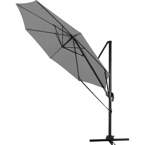 Woltu – Parasol déporté rond 3m – Rotation 360° – Tissu polyester 200g/m² UPF 50+ – Mât aluminium avec 8 baleines – Sac de protection inclus (1/5)