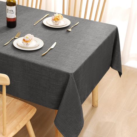 Eckige Tischdecke 140x180 cm Dunkelgrau Leinenoptik, pflegeleicht, wasserabweisend