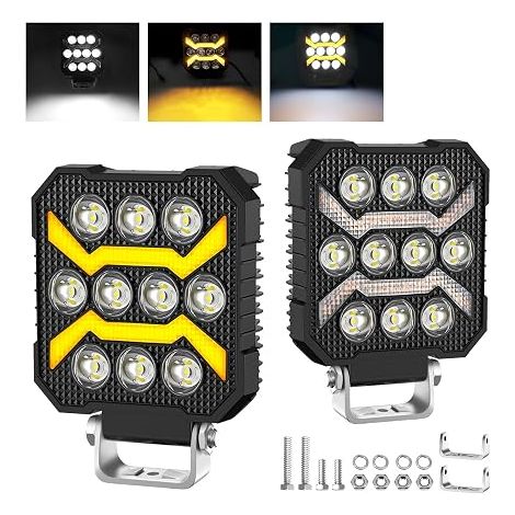 LED headlight 2PCS 6500K led work light 5 modes 12V 24V IP68 waterproof led lights for offroad car truck SUV 4x4 tractor (1/5)