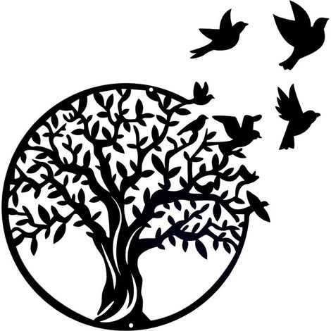 Tree Life Décoration murale en métal Arbre de vie à suspendre pour intérieur ou extérieur, jardin, maison, chambre à coucher, salon (49 cm) (1/5)