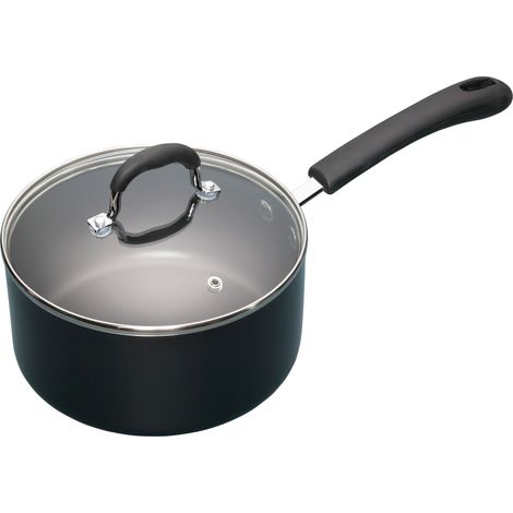 MasterClass Cacerola de aluminio esmaltado antiadherente con tapa, 20 cm (8"), negra