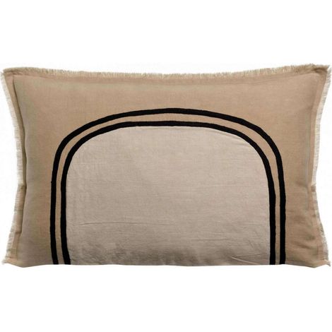 VIVARAISE - Coussin décoratif Laly bicolore galet (lin-coton) - 40 x 65 cm (1/5)