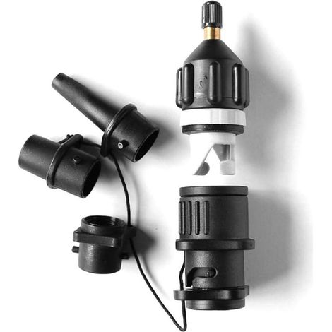 Adaptateur Gonflable pour valves Schrader 1 Adaptateur de Valve Surf Paddle et 4 Buses à gaz pour Bateaux pneumatiques (Noir) (1/5)