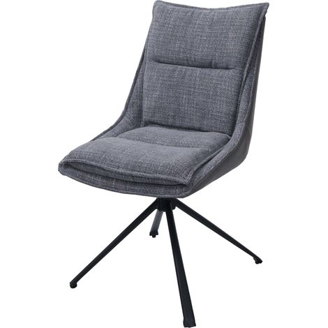 [NON UTILIZZATO] Sedia pranzo HHG-453, cucina, posizionamento automatico girevole, stoffa/tessuto (420g/m²) Oeko-Tex, grigio