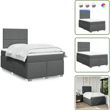 Sommier à lattes de lit avec matelas Gris foncé 120x200cm Tissu - Sommier À Lattes De Lit - Sommiers À Lattes De Lit - Lit - Meuble De Chambre À Coucher (1/5)