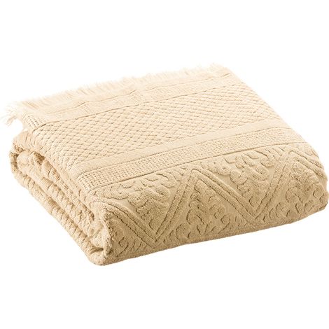 VIVARAISE - Drap de bain uni Vivaraise - Zoé Vanille (100% coton, 100 x 180 cm)