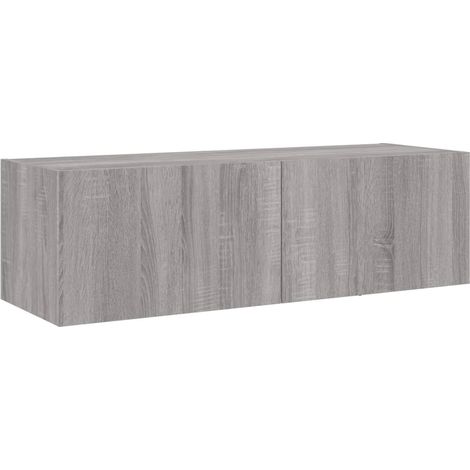 Mueble TV multimedia estantería para televisión buffet para televisión comedor salón dormitorio de pared con luces LED Sonoma 100 x 35 x 31 cm gris 020028037 (1/4)