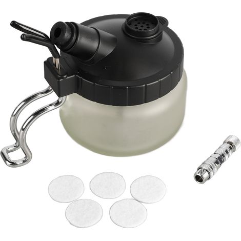 Bouteille en verre universelle avec support pour flacons de nettoyage d'aérographe, adaptée aux aérographes pour ongles.