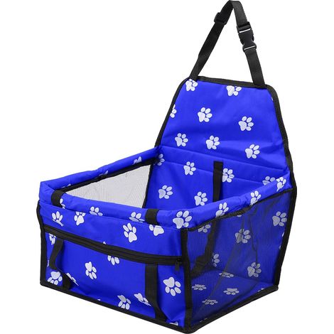 Housse de siège auto pliable pour chien, en tissu Oxford, avec panier de transport en filet bleu (1/5)