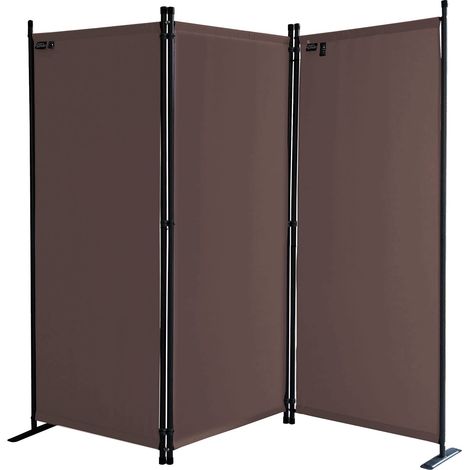 Paravent 3 Teilig 170 x 165 cm Stoff Raumteiler Trennwand Balkon Sichtschutz Stellwand Faltbar Taupe
