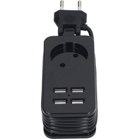 Multiprise ignifugée et anti-surtension 1200 W 10 A avec 4 ports USB, idéale pour recharger smartphones et tablettes. (1/5)