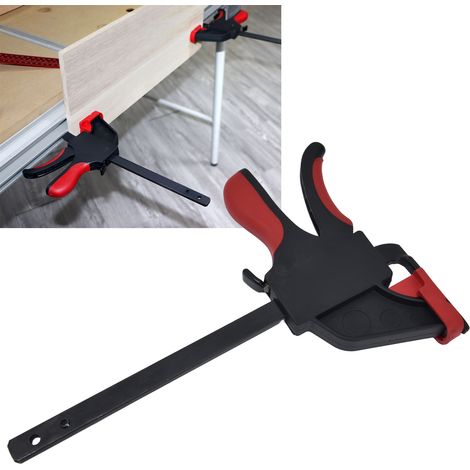 Lot de 2 serre-joints automatiques haute vitesse de 15 cm (6 pouces) pour rail, serre-joints en F pour planches à bois, serre-joints de bureau, serre-joints à une main pour le travail du bois (1/5)
