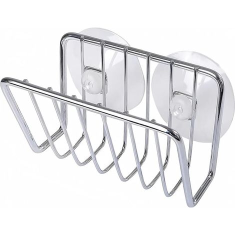 Schwammhalter mit Saugnapf aus Edelstahl für die Küchenspüle – Silber (1/4)
