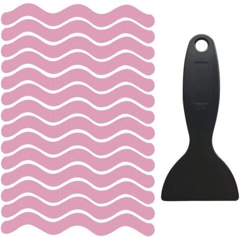 BUNTHAUS 48 autocollants de baignoire antidérapants, autocollants de sécurité avec grattoir pour escaliers de baignoire de salle de bain glissants (rose), Ensoleillé (1/5)
