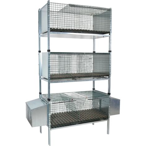 Kit complet 3 cages d'élevage lapin 102 X 50 X 190 cm (1/5)