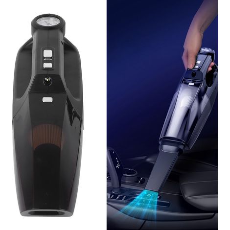 (Exclusivité Mexique) Aspirateur de voiture haute puissance avec forte aspiration, pompe à air d'urgence, 12 V 130 W, prise allume-cigare (câblé, type à pointeur + sac de rangement) (1/5)