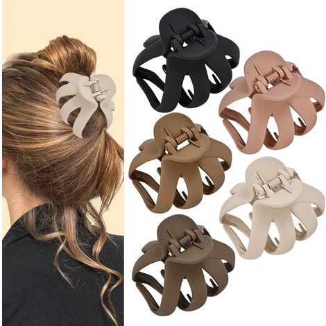 5 Pinces à Cheveux Pieuvre, Pinces à Cheveux Anti-dérapantes pour Cheveux Longs Epais et Bouclés, Octopus Hair Claw Clips pour Les Femmes et Filles -Coloré B (1/5)