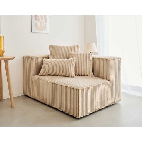 Colombine - sitzelement links - großer geripptem cord - beige (1/5)