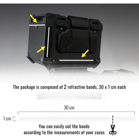 Strisce Adesive 3D Rifrangenti per Bauletti Moto, Bianco, 1 x 30 cm - Confezione: 2 PEZZI