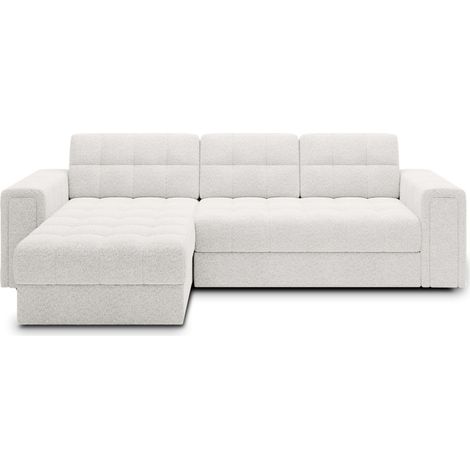 Canapé d'angle convertible KAPITARA blanc réversible avec coffre de rangement (1/5)
