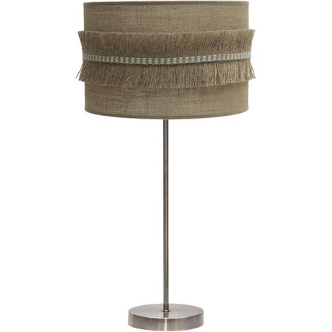 Große Tischlampe kala 1xe27 Leder/Sack 63x30x30 cm mit Fransen (1/2)