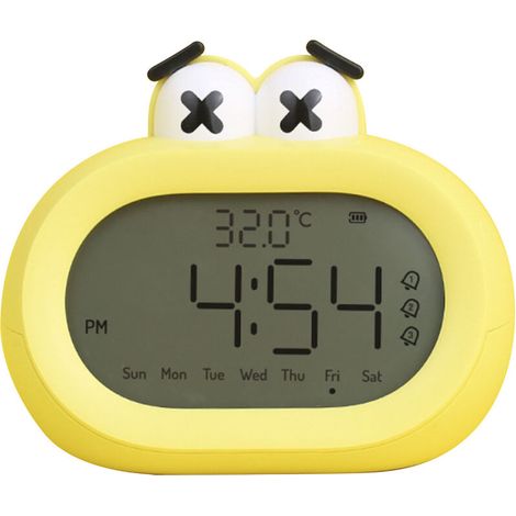 Réveil pour enfants dessin animé mignon Intelligent à piles numérique LED horloge électronique avec veilleuse jaune (1/5)