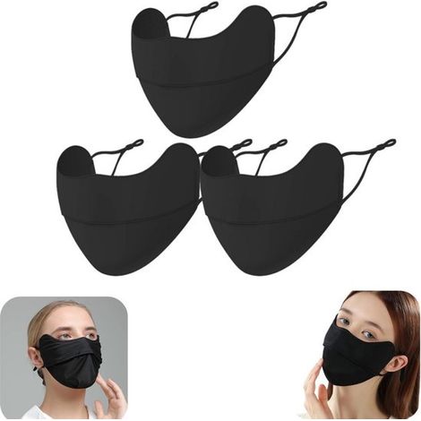 Masques de sport lot de 3 avec crochets d'oreille - masques respirants pour vélo, noirs, 25 x 15 cm (1/5)