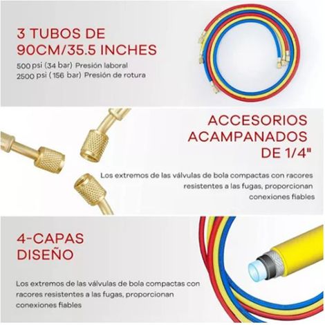 (Exclusivité Mexique) (Pas d'échantillon, traitement en cours) Manomètre pour ajout de réfrigérant de climatisation automobile 536G, manomètre de pression de réfrigérant, kit d'outils à double manomèt (1/5)