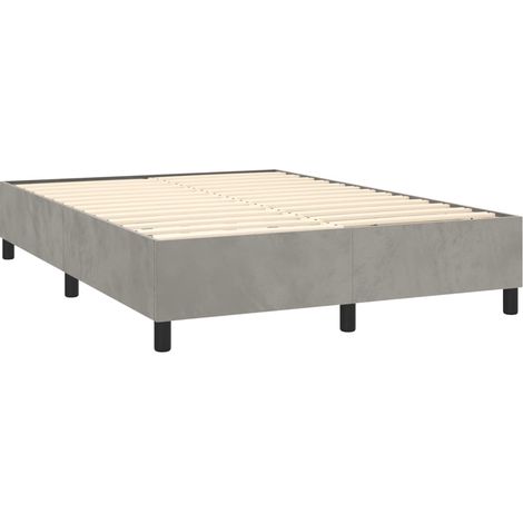 Rete a doghe su gambe giroletto 140x190 cm tessuto velluto grigio chiaro TDL0207196