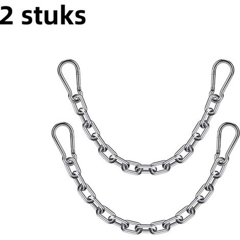 Chaîne de chaise suspendue 2 pièces - hamac, suspension de balançoire et amortissement - accessoires pour balançoires extérieures - type ressort de torsion - acier inoxydable - 65 cm - argent (1/5)