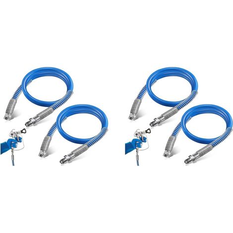 Tuyau D'Extension de PulvéRisation de Peinture Sans Air de 4 Pieds, Tuyau de PulvéRisation de Peinture Sous Pression 3/16 Pouces, Tube Peinture Murale ÉTendu 3000PSI4 PièCes (1/5)