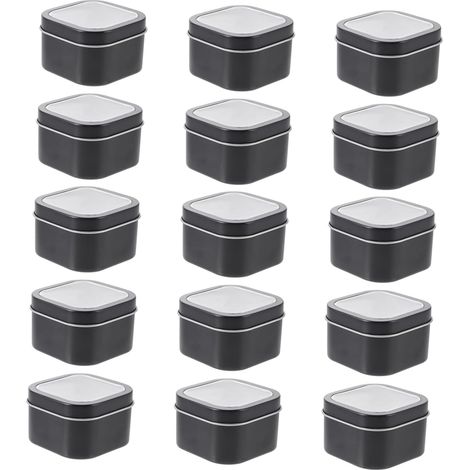 15pièces Boîtes Métalliques Carrées Couvercles Transparents Contenants Pour Fabrication De Bougies Stockage (1/5)