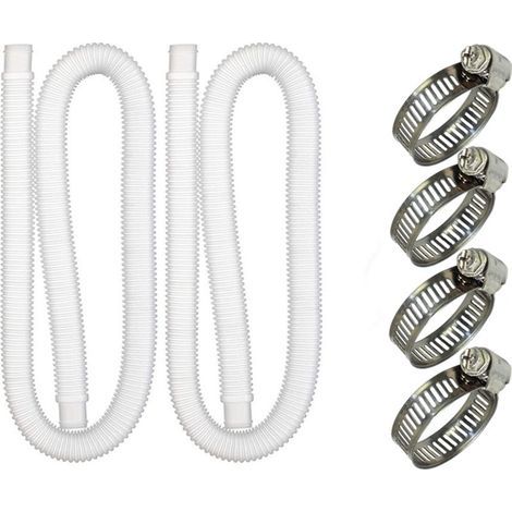 Tuyau de piscine - 32 mm - Longueur : 150 cm - Blanc - 2 tuyaux - Pour pompes de filtration et systèmes d'eau salée (1/4)