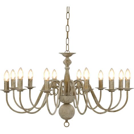 Lustre classique élégant design antique salle à manger 80 x 45 cm en métal blanc antique