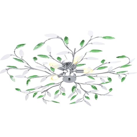 Plafonnier,Lampe à bras en cristal acrylique 5 ampoules E14 Vert CFW72515 (1/5)