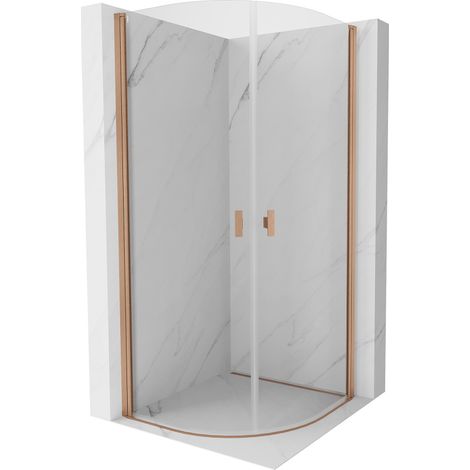 Mexen Mist Duschkabine halbkreisförmig Schwingtür 80 x 80 cm, transparent, gebürstetes Kupfer - 8A31-080-080-65-00