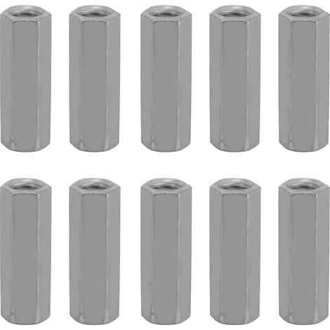 10 pièces Écrous longs à douille hexagonale, fixations filetées d'écartement (M6  25) (1/5)