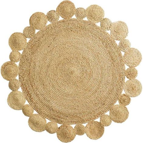 Paris Prix – Tapis déco rond en jute 120cm – Forme ronde – 100% jute – Effet ajouré – Facile d'entretien – Couleur naturelle (1/5)