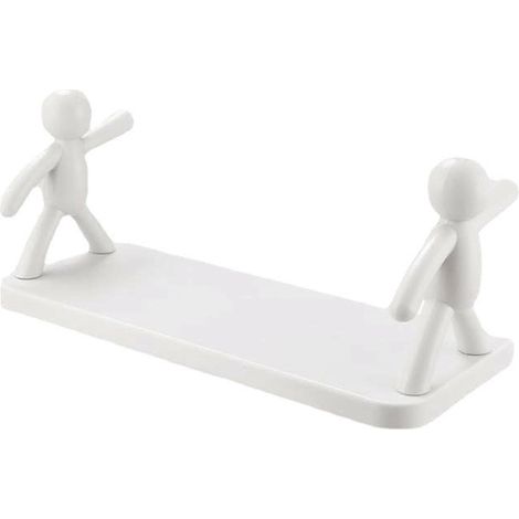 Étagère murale sans perçage, petite forme de poupée, grande capacité, en plastique, supportant une charge stable, blanche (1/5)