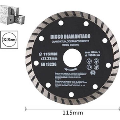 TrAdE Shop Traesio - Disco Diamantato Segmentato 115 Mm Per Cemento Mattoni Smerigliatrice Flex -