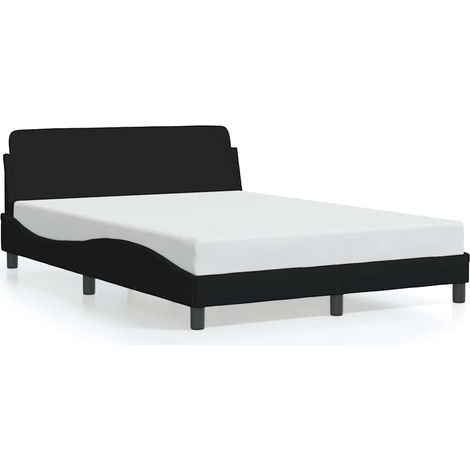 Lit double Lit adulte Cadre de lit Dover noir 140x190 cm tissu (1/5)