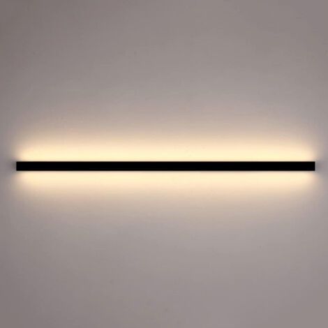 Applique murale/lampe de chevet minimaliste, longue, moderne, simple, linéaire, sans fil, rechargeable, lumière LED pour le mur de fond de la chambre principale,Noir neutre brillant 60 cm