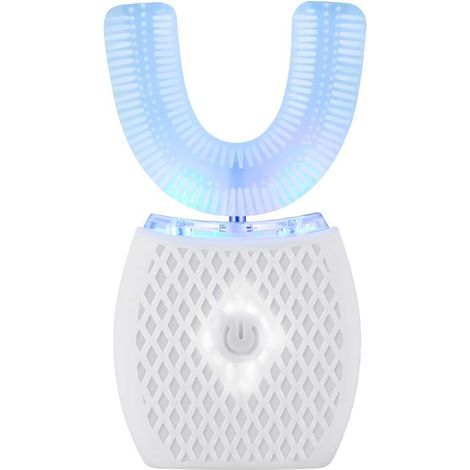 Brosse à Dents Ultrasonique Automatique, Brosse à Dents Électrique avec Nettoyage 360°, Design en U, 4 Modes, Brosse Blanchissante avec Minuteur, Pour Adultes, Nettoyage en Profondeur (Blanc) (1/5)
