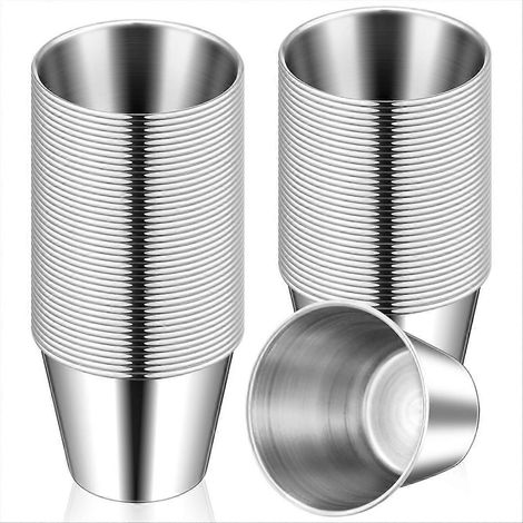 Set mit 24 wiederverwendbaren 45ml (1,5oz) Edelstahl-Metallförmchen für Saucen und Würzmittel. (1/5)