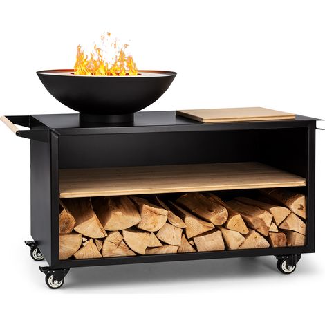 Blumfeldt Brasero Exterieur pour le Jardin, Brasero Plancha Portable avec Grille de BBQ, Bol en Acier, Brasero Barbecue avec Foyer pour le Camping, Brûleur à Bois, Ultra Solide, 128 x 90 x 59 cm (1/5)